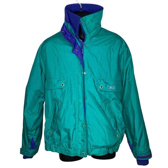 Vtg CB Sports 3-in-1 Ski Jacket Women's M Green with Blue Fleece Lining - Picture 1 of 12